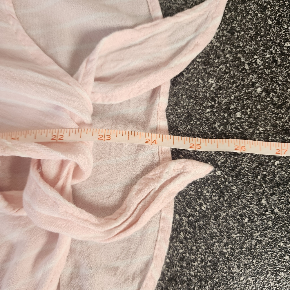 So Women's Sz L Pink And White Striped Tie Front Button Front Collared Blouse - Picture 7 of 9